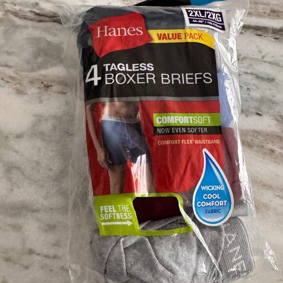 NEW Hanes Tagless Boxer Briefs Value Pack Comfortsoft  4 Pack, 2XL - Picture 1 of 4